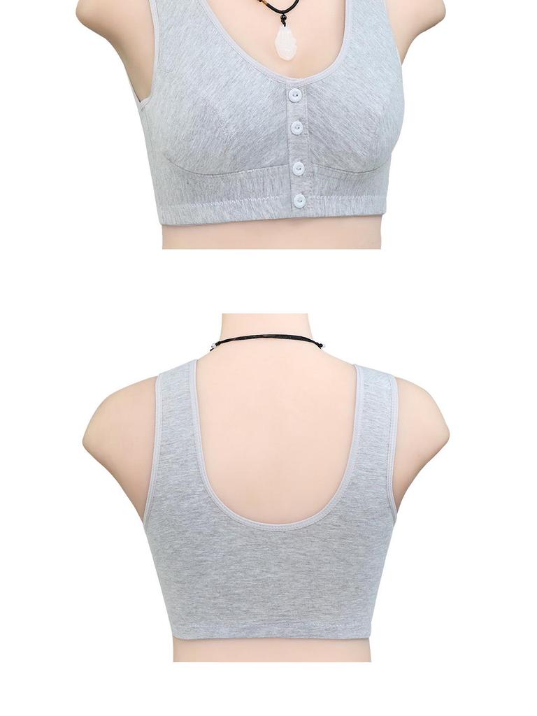 Mom's Cotton Wire-Free Front Closure Vest Bra for Middle-Aged & Elderly Women, Plus Size, Thin Section