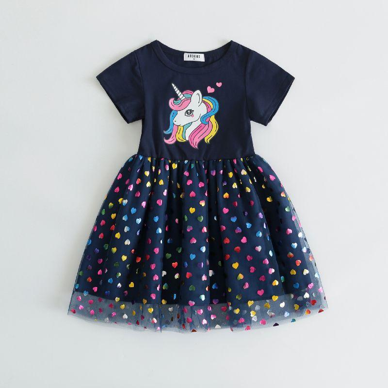 Girls Summer Clothes New Style Dress Little Girl Summer Princess Vest Dress Puffy Gauze Suspender Skirt 90cm