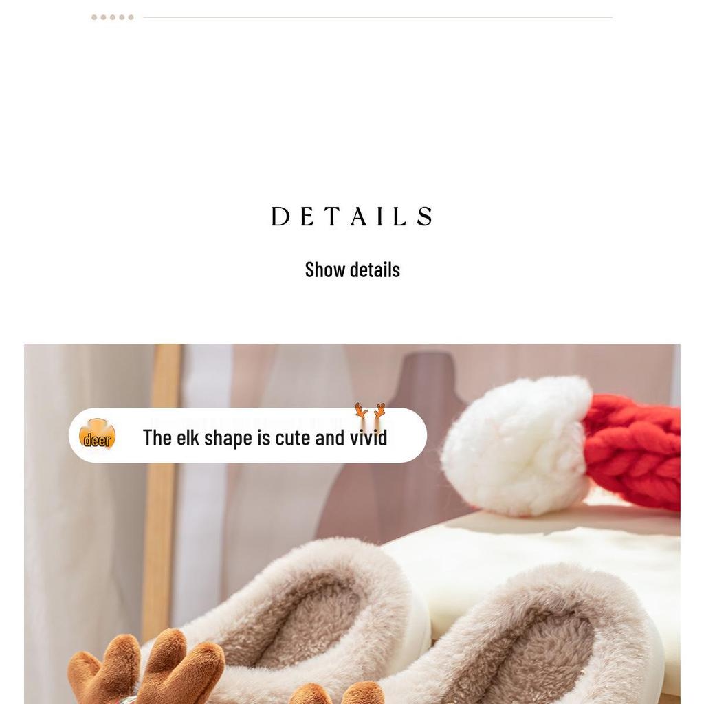 Custom Reindeer Winter Cotton Slippers - Women's & Men's Christmas Gift