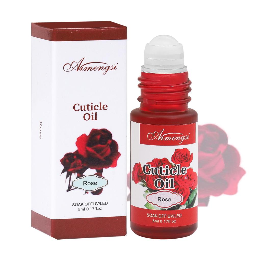 Natural Rose 5ml Cuticle Oil | Nail Nutrition Oil with Plant Essential Oil for Cuticles, Dead Skin and Damaged Nail for Women Daily Nail Care
