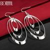 925er Sterlingsilber Geschenk Dreifach-Creolen Durchstochene Ohrringe Modeschmuck