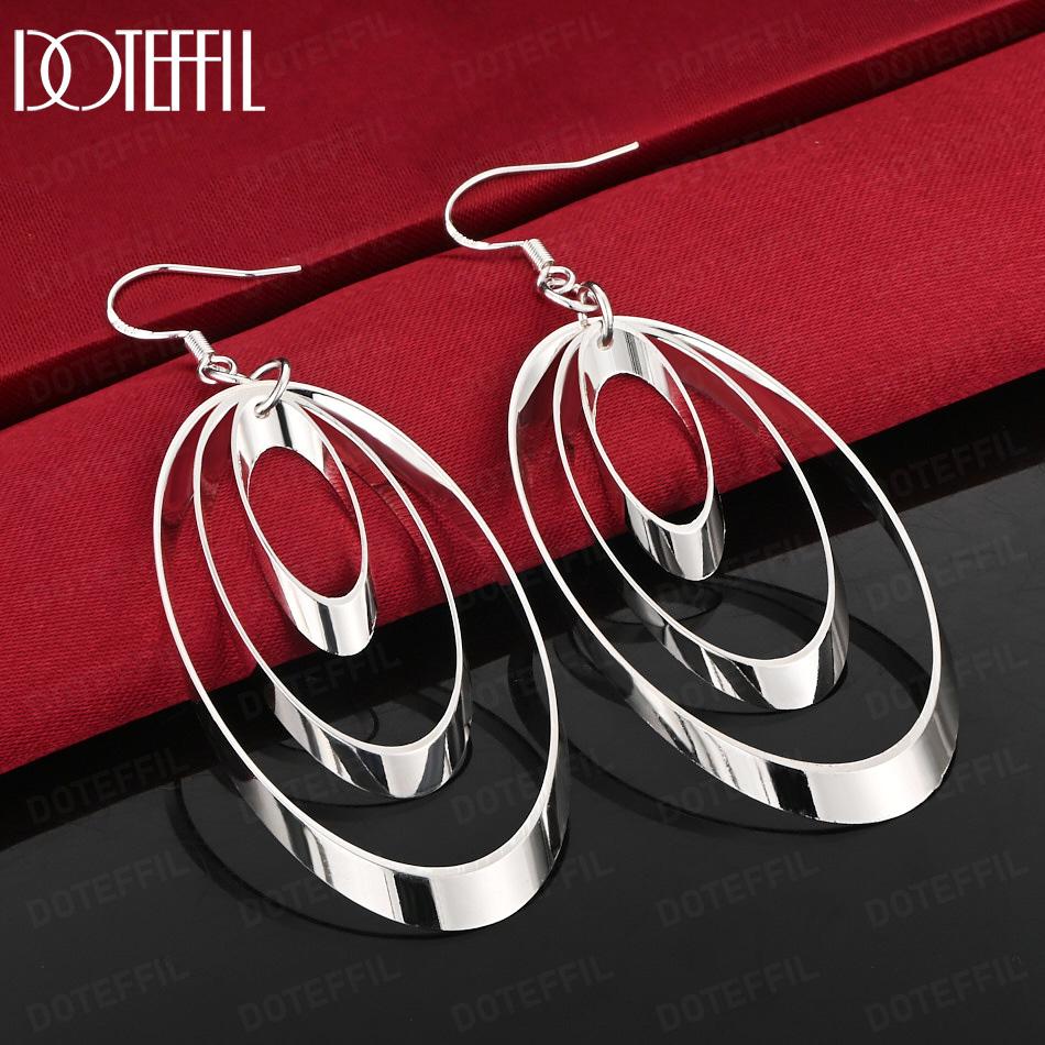 925er Sterlingsilber Geschenk Dreifach-Creolen Durchstochene Ohrringe Modeschmuck