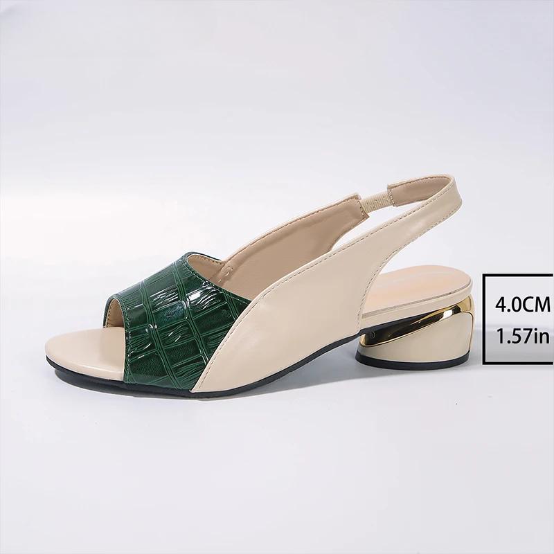 Sandales à Talons Mi-Hauts pour Femmes Chaussures Décontractées Mode Chunky Femmes Été Nouveau 2025 Chaussures de Marche Slingback Designer de Luxe Zapatos Femme