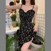 Pure Desire Französisches Camisole-Kleid mit Blumenmuster, sommerlich feminines Temperament, süße Taille, schmaler kurzer A-Linien-Rock, vielseitig einsetzbar