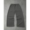 Urban Black Baggy Sweatpants for Men, Wide Leg Design with Striking White Flame Embroidery, Drawstring, Street Style