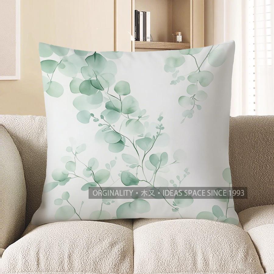 Home Decor Eucalyptus Leaf Pattern Throw Pillow For Home Pattern Cushion Cover Suitable For Sofa Bedroom Car Pillow Cover