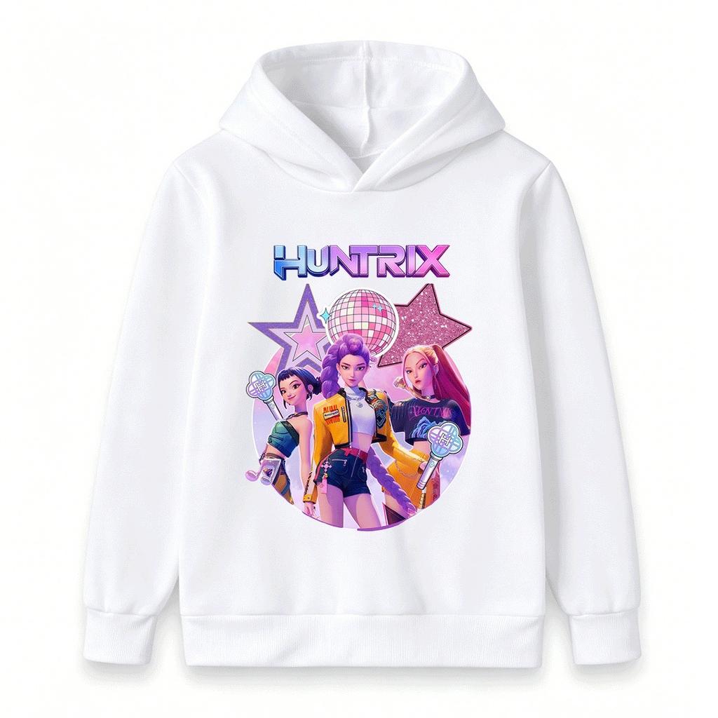 Kids Boys Girls Hoodie, Colorful Music Girl Group Disco Star Print Casual Long Sleeve Pullover Sweatshirt for Daily Wear