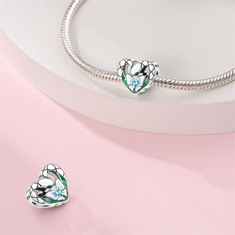 Charms Original Copper Green Snake-Fruit Plant Beads Fit Bracelet Diy Fine Gift Women Delicate Jewelry Accessory