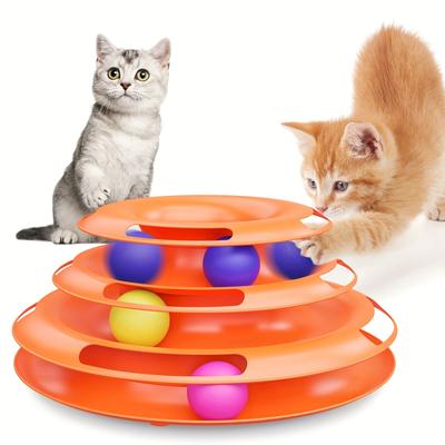 Katzen-Drehteller-Spielzeug, pädagogisches Spielbahn-Turm, Katzen-Teaser-Spielzeug für die interaktive Versorgung von Katzen im Innenbereich
