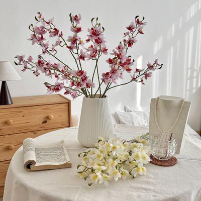 Sztuczny Kwiat Frezji 29.5 Cala Realistyczny Sztuczny Kwiat Storczyka Realistyczny w Dotyku Sztuczne Gałązki Phalaenopsis na Wesele Imprezę Wystrój Domu