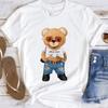 Cute Pattern Good Girl Bear with Sunglasses Printed Women's Summer Trendy T-Shirt Short Sleeve Fashion T-Shirt Girls Basic Top