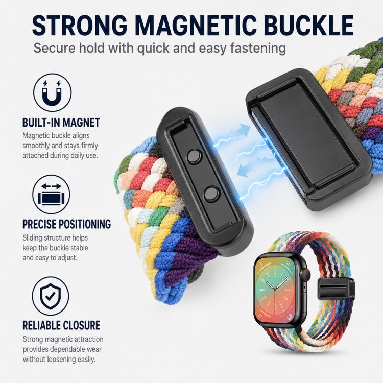 5er-Pack Schlaufen-Gewebe-Nylon-Uhrenarmband mit Magnetschnalle, Verstellbares Armband-Zubehör für Apple Watch 42/44/45/46/49mm