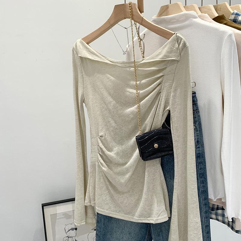 French Transparent Pleated Trumpet Sleeve Blouse - New Sweet & Spicy Women's Top