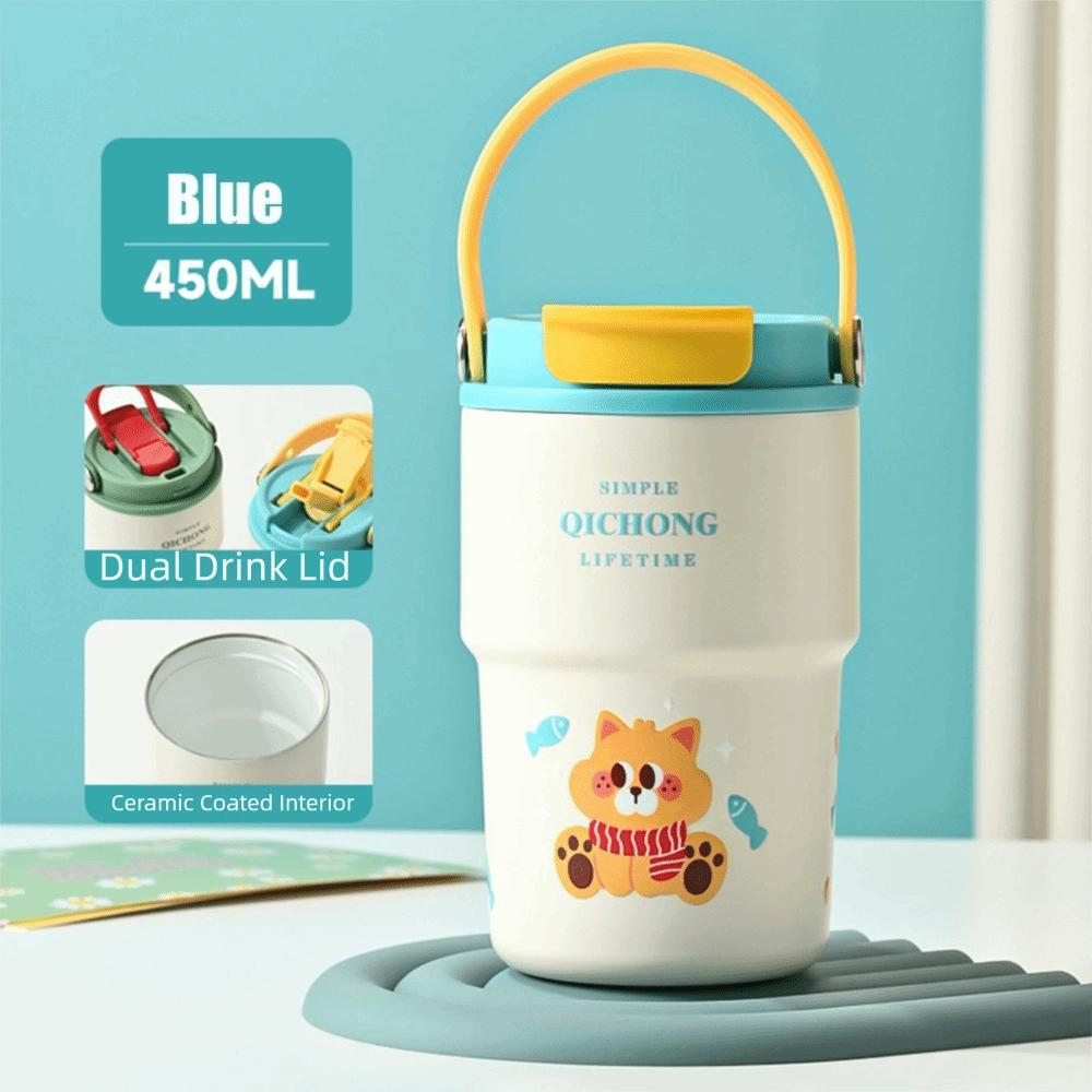 

450ML Insulated Cup Handle Coffee Cup New 316 Stainless Steel Thermos Cup Gifts Blue-450ml