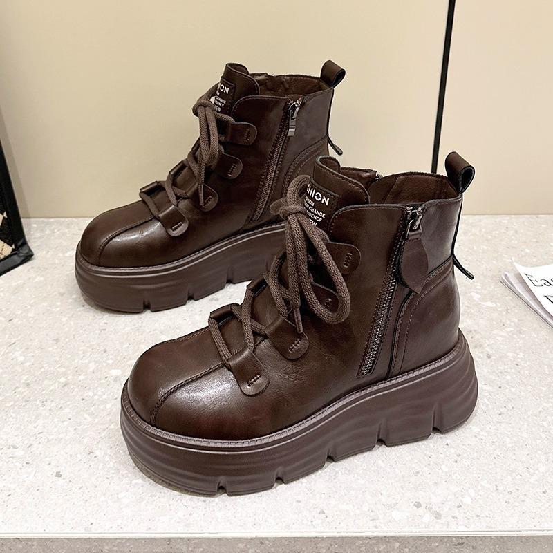 Inner heightening Martin boots for women's autumn and winter new thick-soled velvet cotton shoes and short boots for women