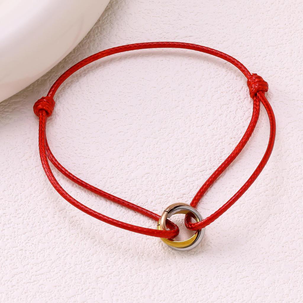 Minimalistisches Verstellbares Drei-Ring-Webarmband - Trendiger Hochwertiger Paarschmuck