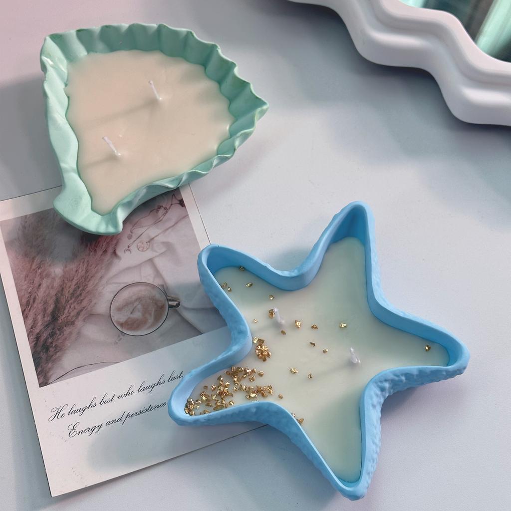 3D Starfish Tray Silicone Mold DIY Pentagram Jewelry Storage Pallet Molds Plaster Concrete Resin Plate Casting Mould Home Decor