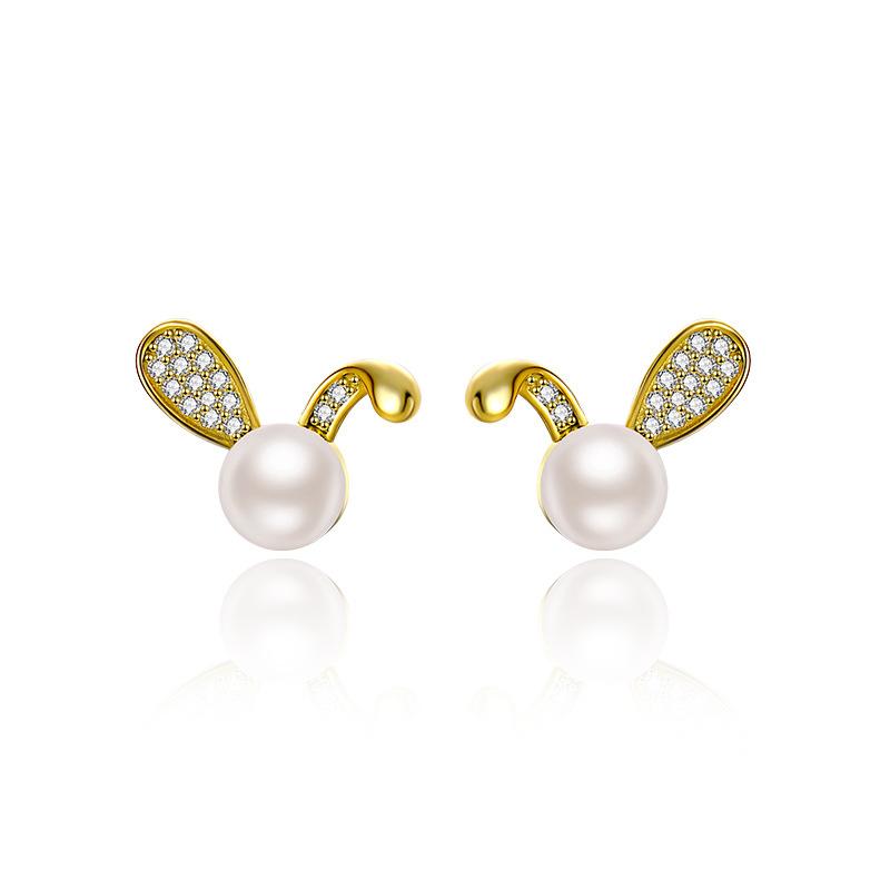 Rabbit Pearl Earrings Cute Animal Earrings Year Niche Feeling