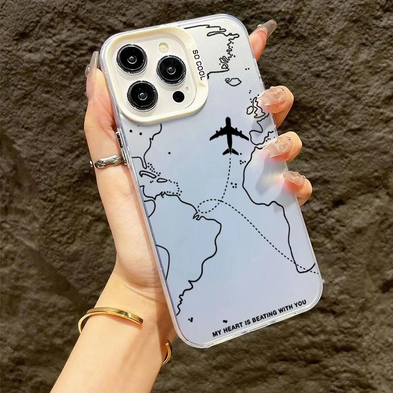 Airplane Route Design Case For Samsung Galaxy S24 S23 S22 S21 Ultra Plus FE A15 A35 A55 A53 A23 A52 A54 A14 A34 Matte Hard Cover