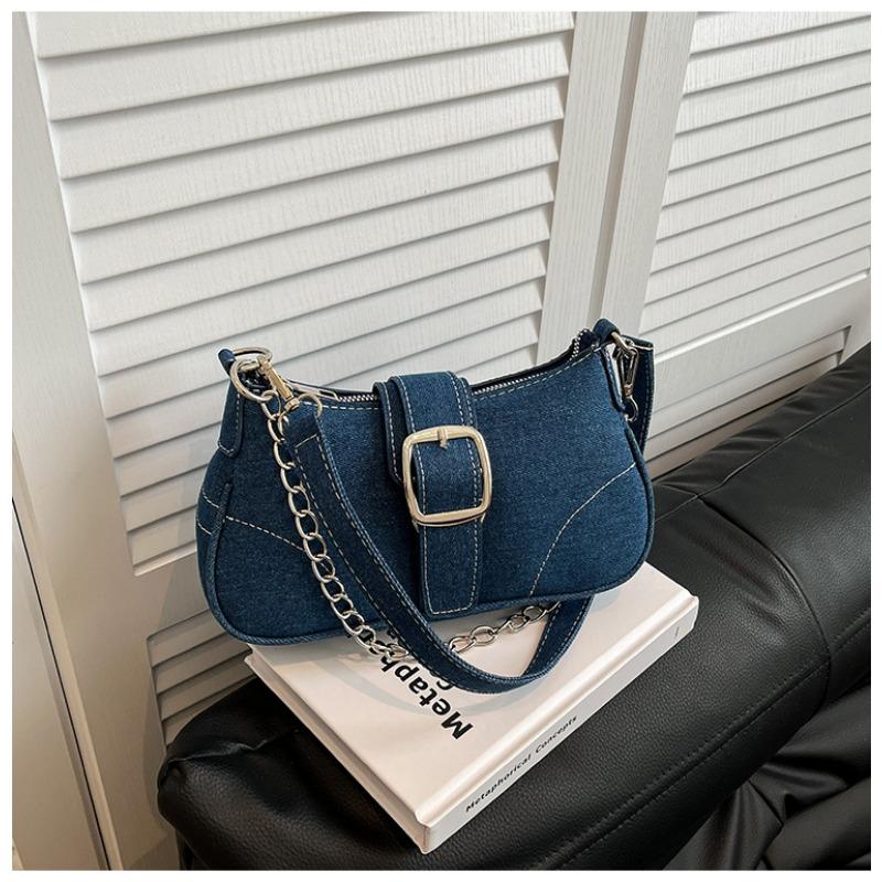 Summer new versatile messenger bag niche design denim bag women's shoulder underarm small square bag