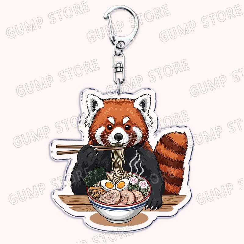 Hot Red Panda Eating Ramen Keychains for Accessories Cant Hear You Im Gaming Keyrings Jewelry Fans Friends Gifts
