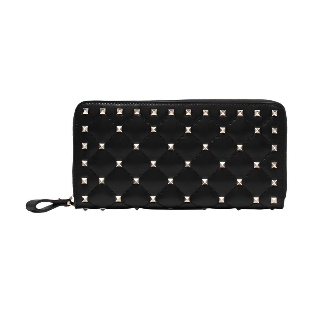 Valentino Studded Zipper Wallet Women Wallet Black NW2P0P00-NAP-0NO