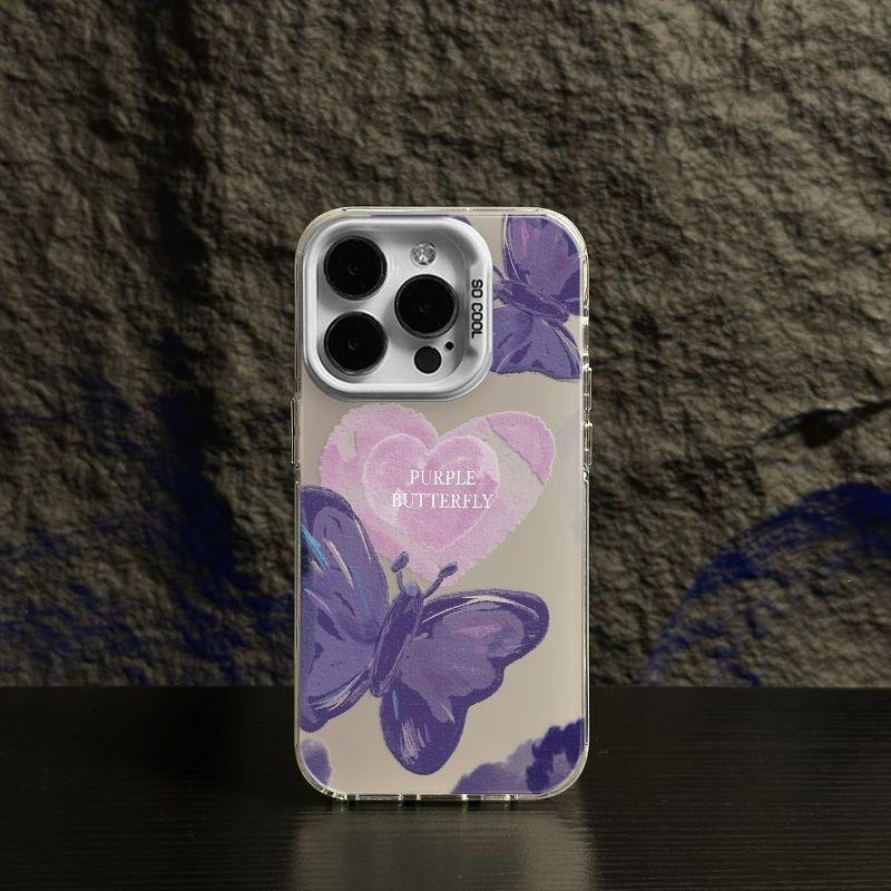 Color silver high value for Apple 16/13/12 anti-drop mobile phone case X matte XSMAX love butterfly 15 trendy models
