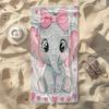 Cute Pink Bow Elephant Beach Towel Patterned Sunscreen And Windproof Suitable For Swimming Pool Camping Travel Blanket