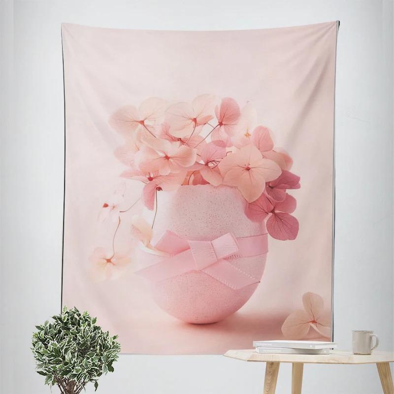 Pink Flowers Butterfly Decorative Tapestry Home Wall Decor Office Living Room Tapestry