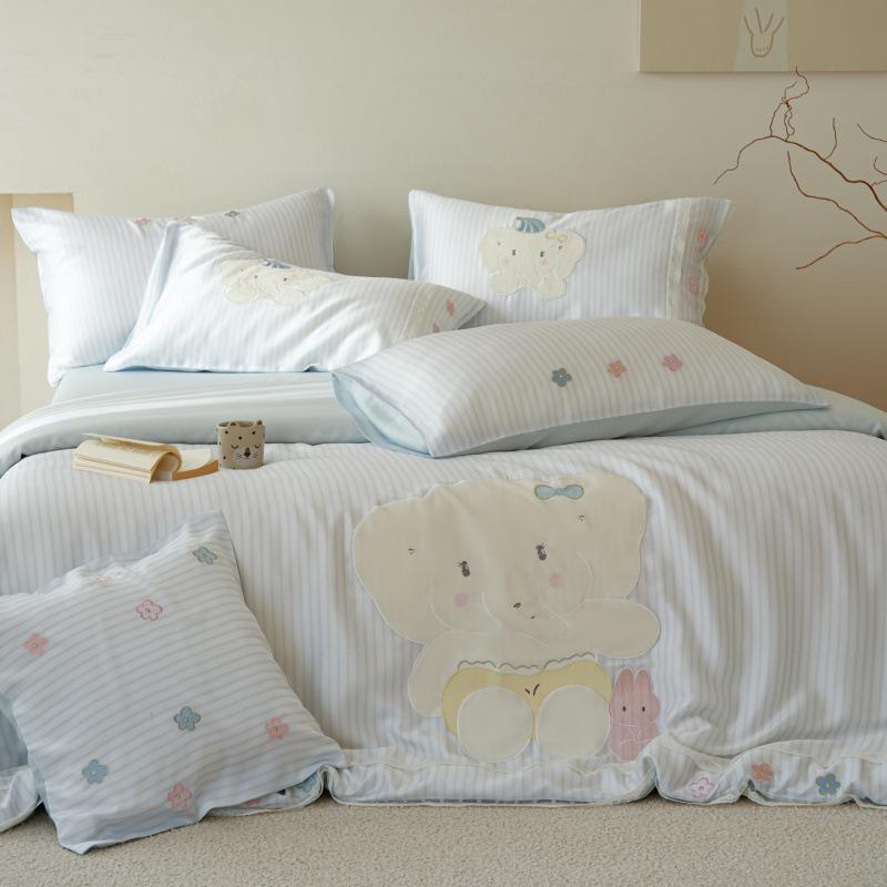 Weizhongmei 2026 Lyocell Tencel Embroidered Four-Piece Set Flat 0.9 Set - Duvet 150x200