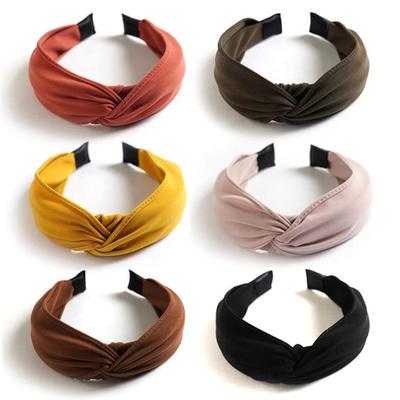 Neuzugang Damen Stirnband Klassisches Uni Haarband Turban Überkreuzter Knoten Haaraccessoires Hochwertiger Haarreif