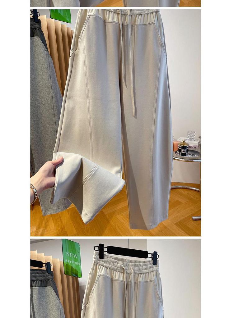 Spring 2024 Women's High-Waist Color-Contrast Wide-Leg Pants