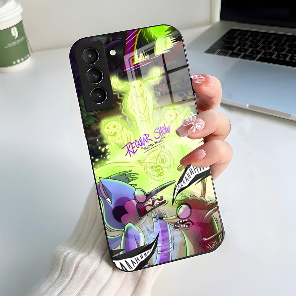 

R-Regular Show Movie Phone Case For Samsung S26 S25 S24 FE S23 S22 S21 Plus S20 Ultra Note20Ultra Black Glass Cover Galaxy S24 FE