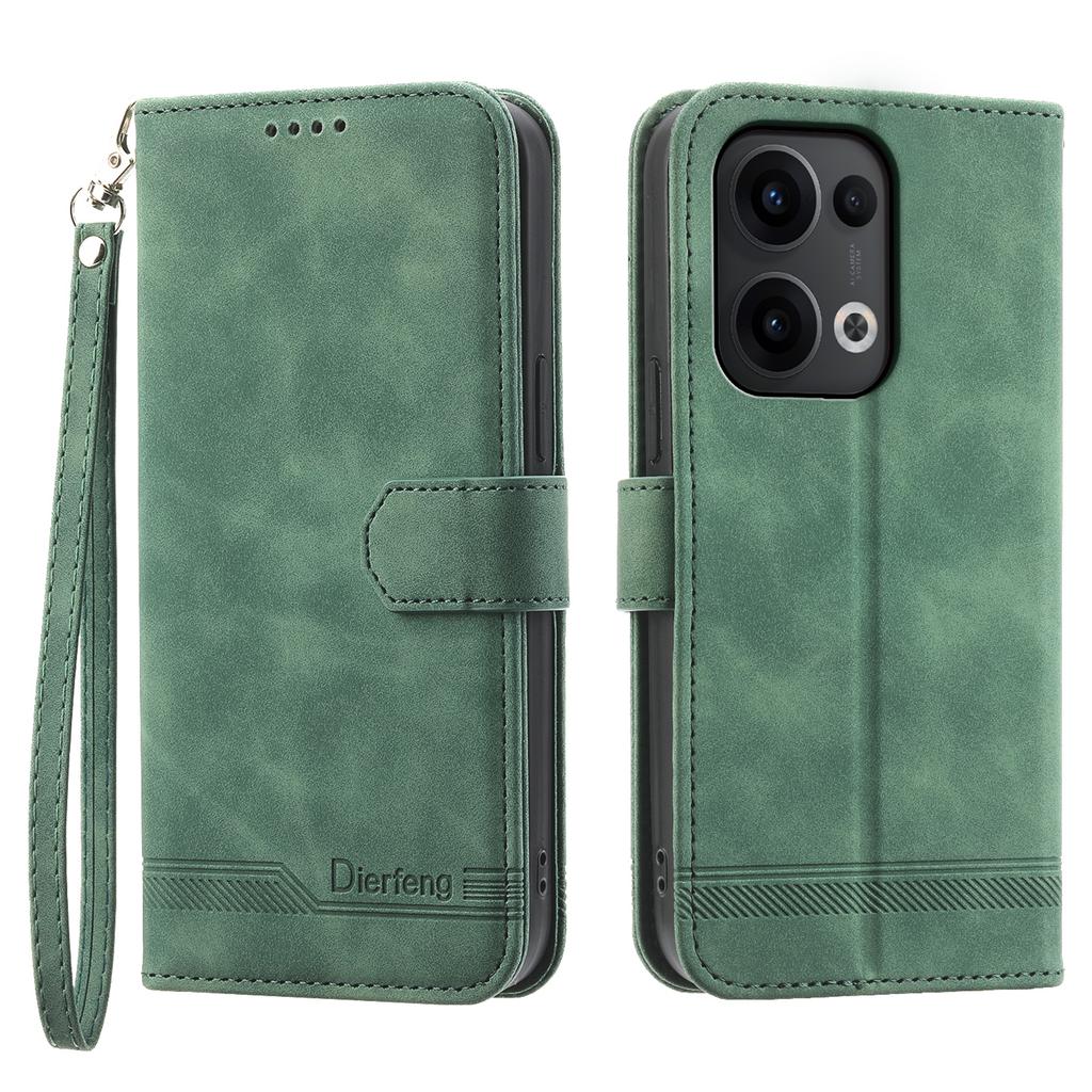 DIERFENG DF-03 For Oppo Reno13 5G (Global) Leather Case Lines Imprint Wallet Phone Cover