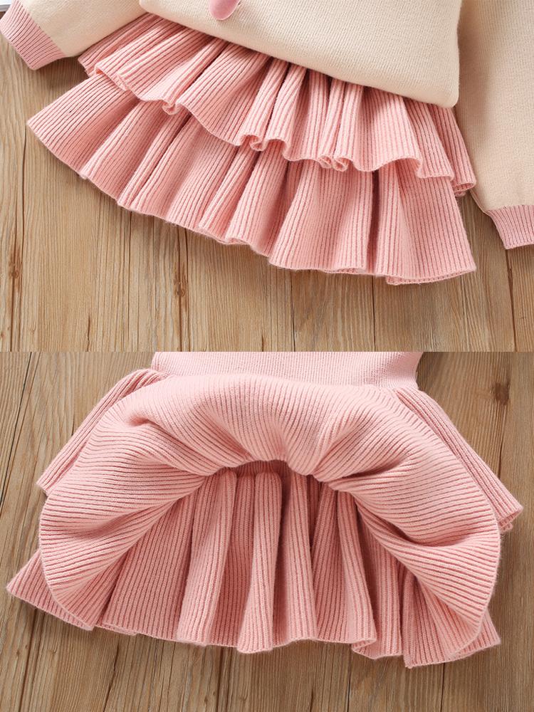 Stickad barntröja Moderiktiga och söta babykläder Höst Varm babyuppsättning Barnkläder 2 st