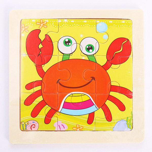 New 9 Piece Montessori Wooden Puzzle Cartoon Dinosaur Transportation Jigsaw 3d Puzzle Early Learning Educational Toys for Kids