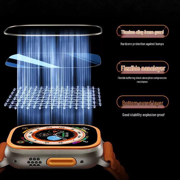 Apple Watch Ultra HD Tempered Film & Titanium Alloy Frame Bezel Protector 49mm