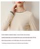 Women's Round Neck 100% Fine Wool Knit Top - Loose Slimming Fit