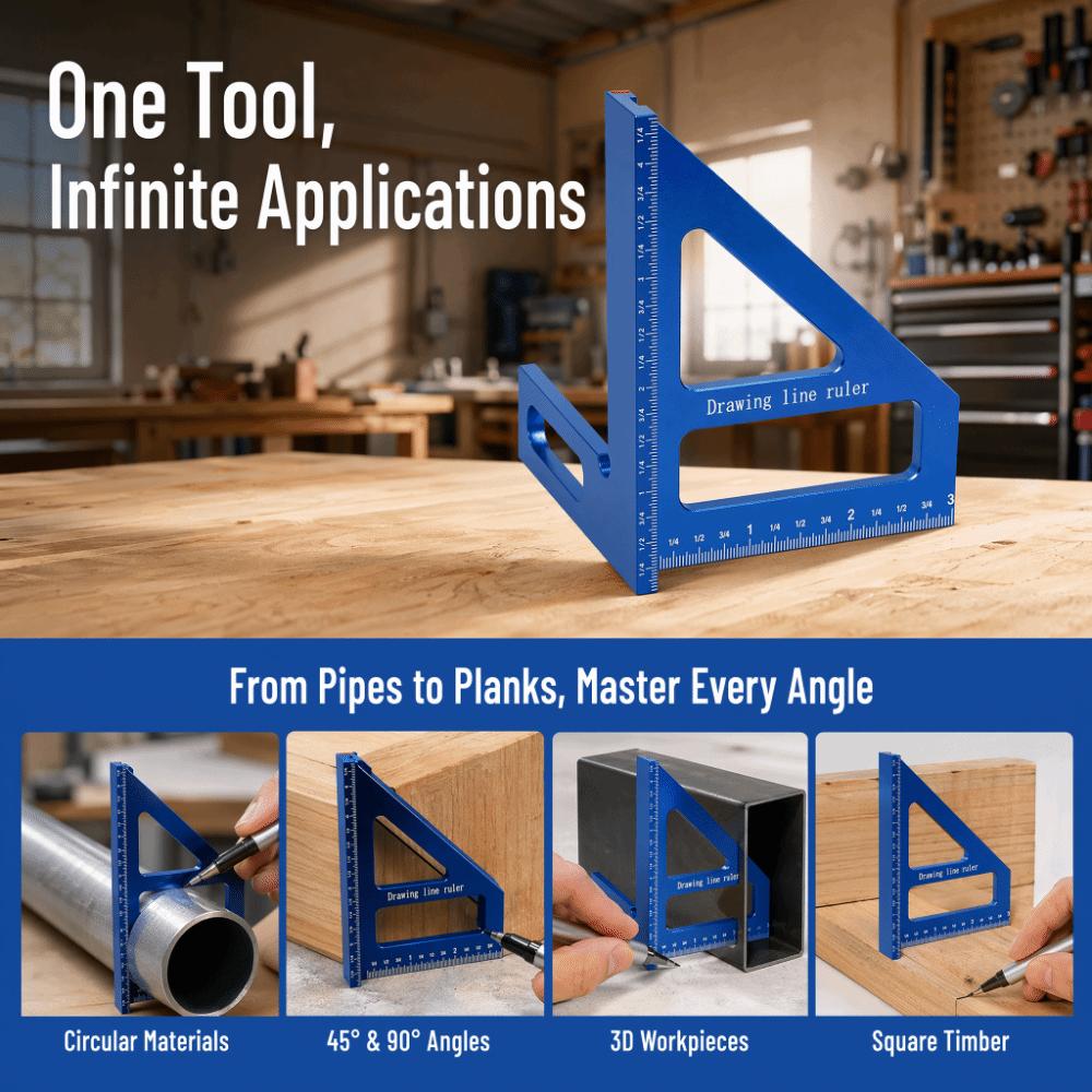 Aluminum Alloy Angle Gauge Tool Multi Angle Woodworking Square Protractor For Woodworking