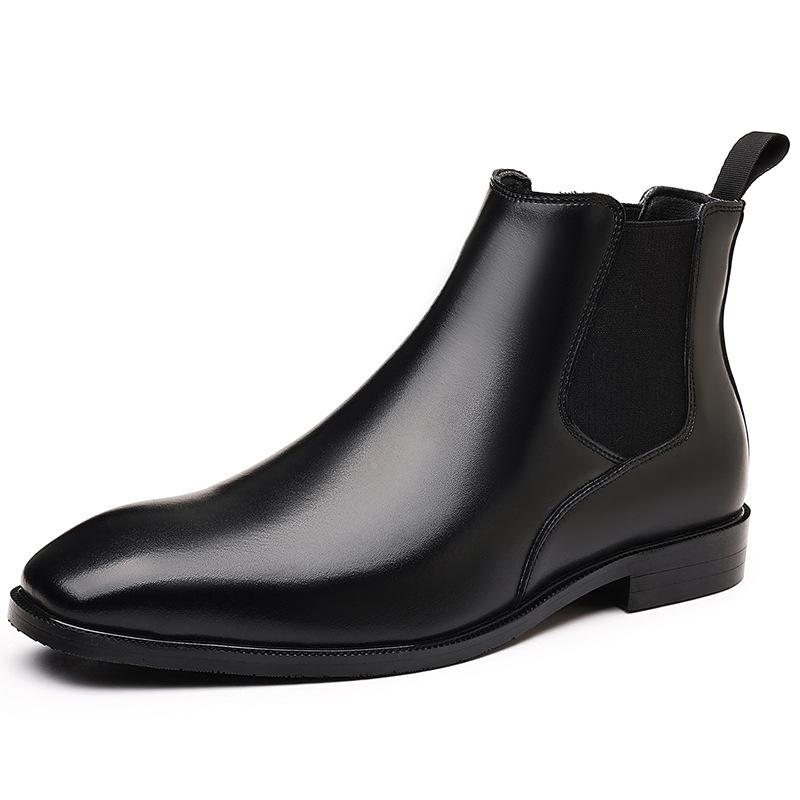 New Winter Fashion Patent Leather Chelsea Ankle Boots For Men's Casual Brand Designe Pointed Toe Shoes Zapatos Hombre High Tops