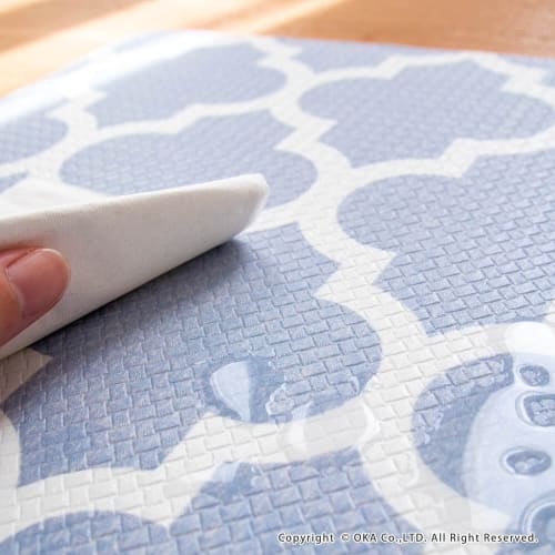 OKA Quick Wipeable Bathroom Mat, Approximately 45cm x 60cm, Gray (Moroccan) (Wipeable PVC)