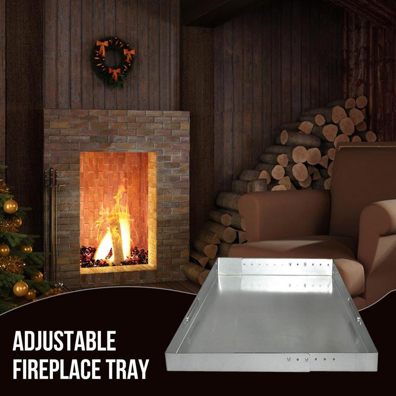 Fireplace Ash Tray Pan Ember Holder Steel With Screw Pack Rust-Resistant Home Fire Place Accessories Adjustable Collection Tool