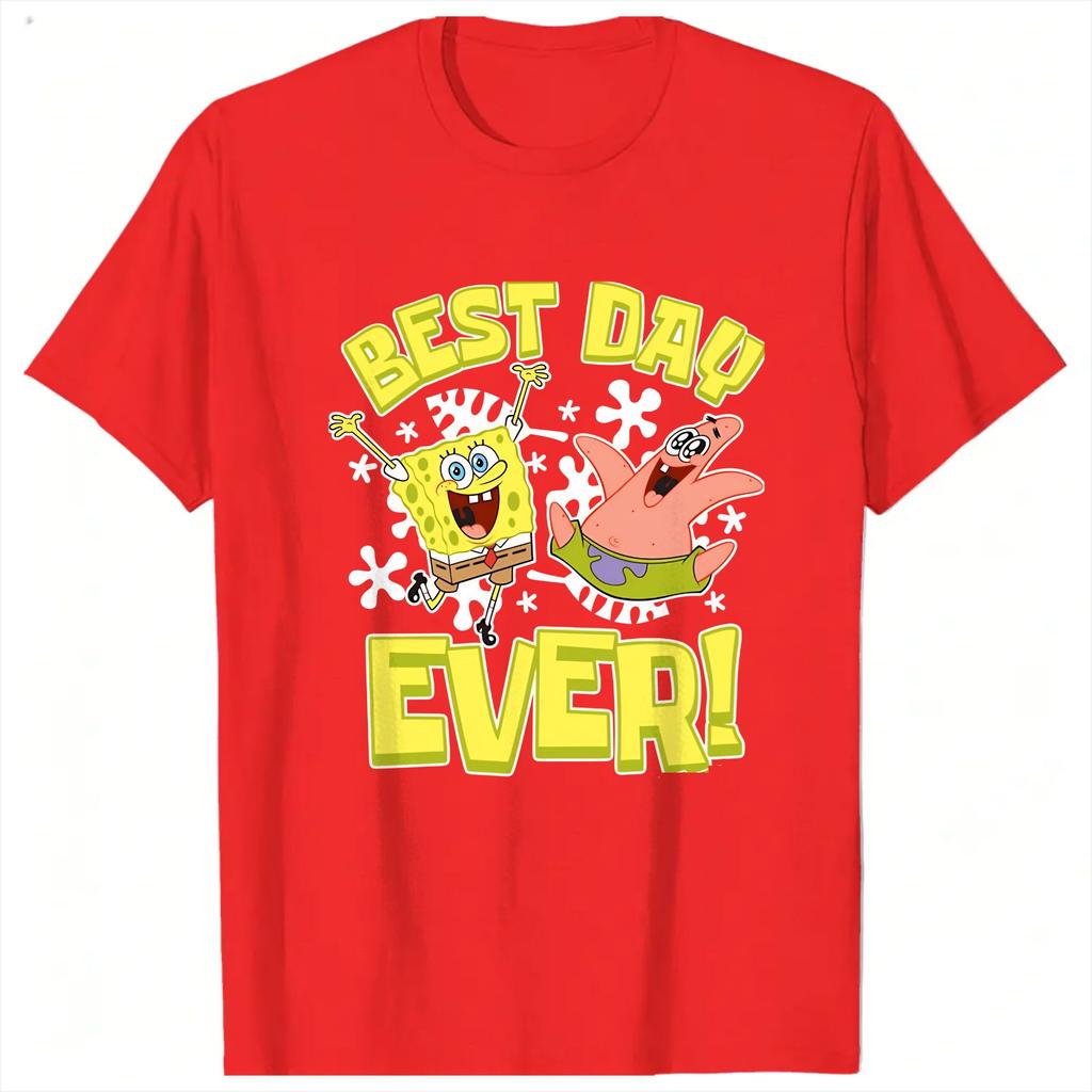 Spongebobs Patrick Best Day Ever Unisex T Shirt Fun Tee Shirt Short Sleeve Round Neck TShirt Cotton Gift Idea Clothing