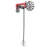 Traktor Windspiel Vintage Drehende Räder Metall Außenstecker Windmühle Dekoration für Blumenbeet Rasen Garten Rot
