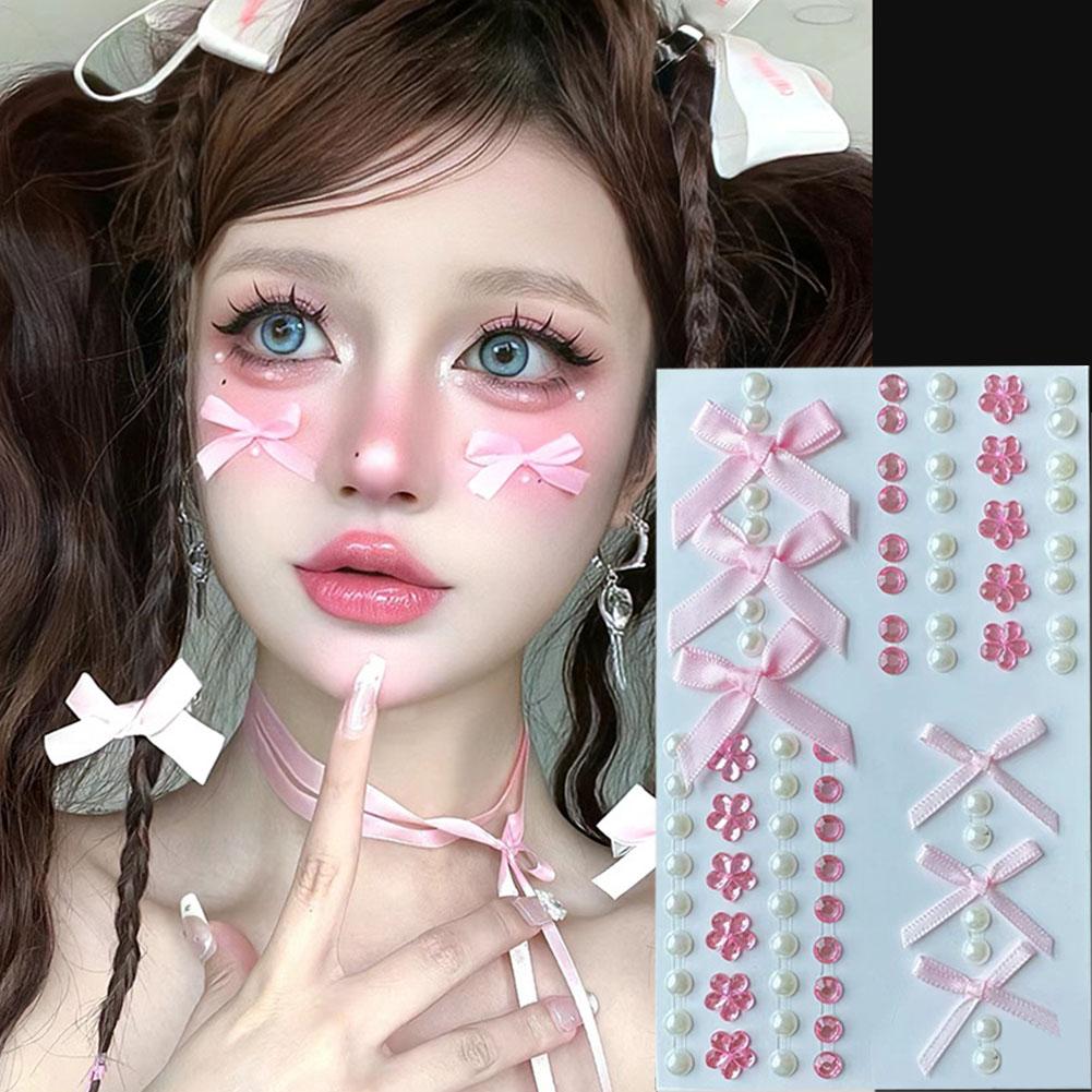 Fashon Butterfly Face Stickers Pearl Temporary Tattoo For Festival Waterproof Stickers Glitter R3E7
