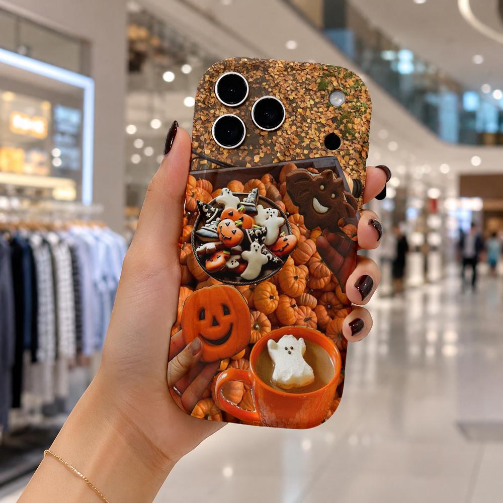Cute Halloween Stereo Cozy Fall Shockproof Soft Case For iPhone 17 16 15 14 13 12 11 Pro Max Air Wavy Frame Phone Cover