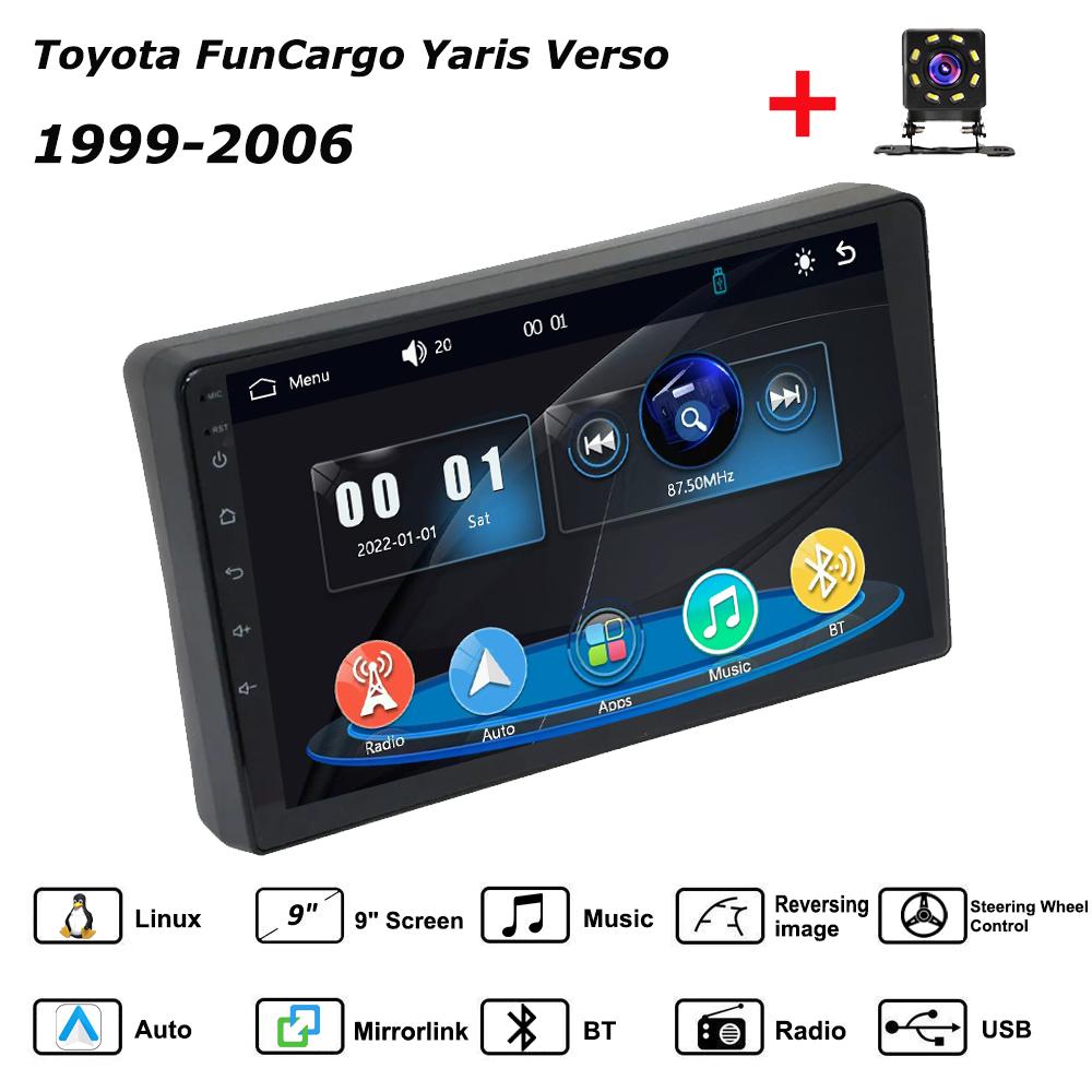 

Car Radio Multimedia MP5 Player Head Unit Stereo BT For Toyota FunCargo Yaris Verso 1999-2006 чорний