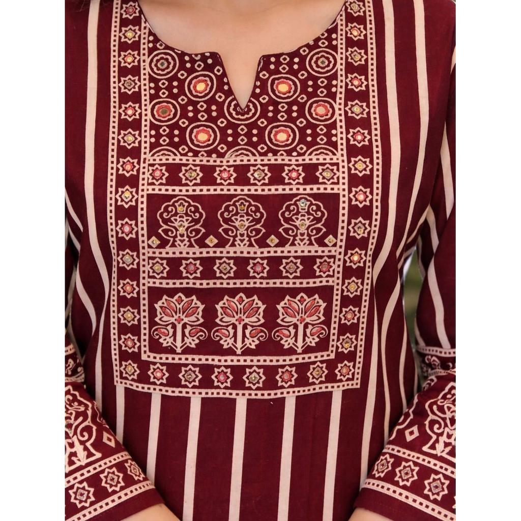 Women's Designer Cotton Kurti Pant Dupatta Set Indian Bollywood Ethnic Kurta Set