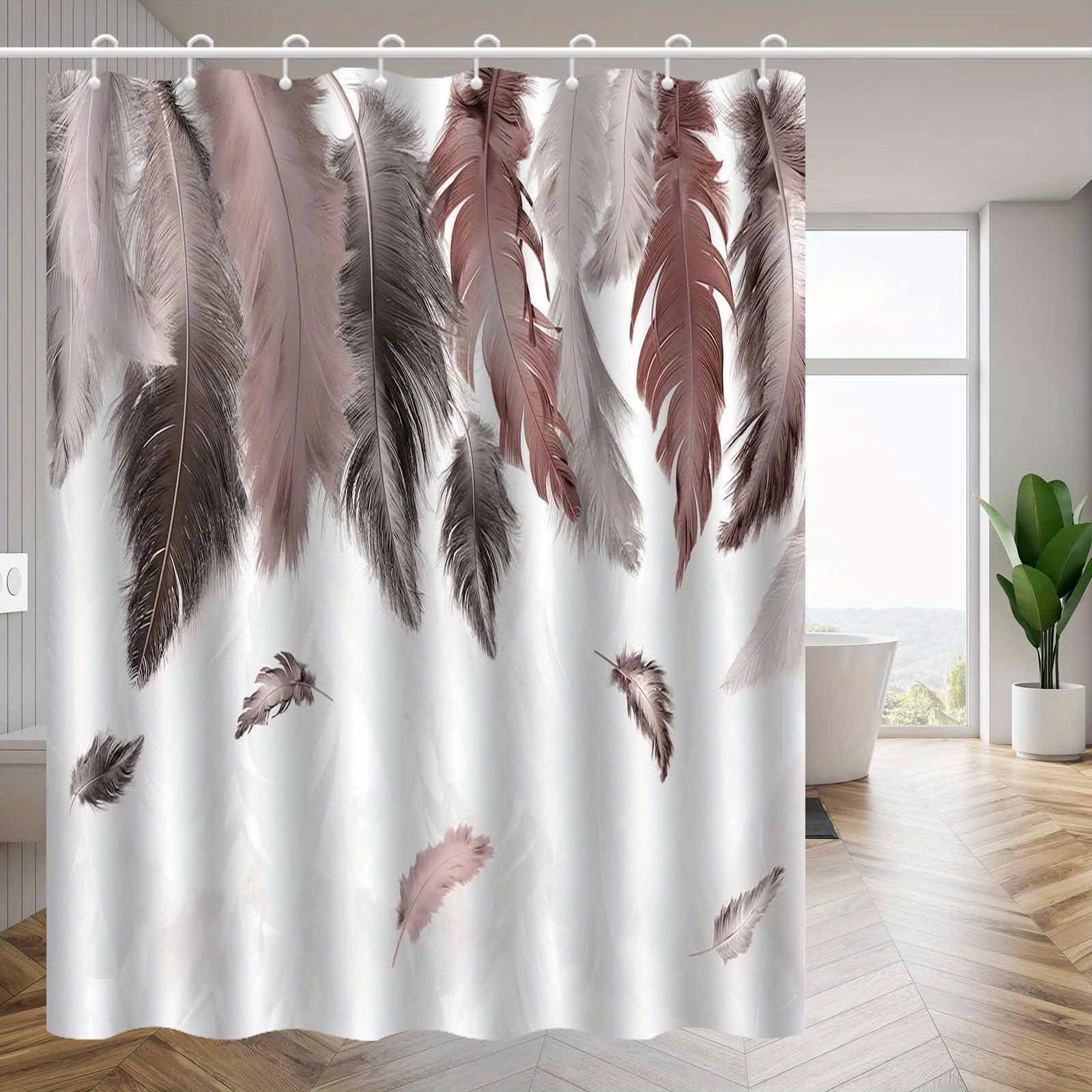 

1Pc Nordic Luxury Feather Pattern Shower Curtain, High End Elegant Bathroom Curtain, Bathroom Decoration Pattern W60H190(CM)-1 Pcs
