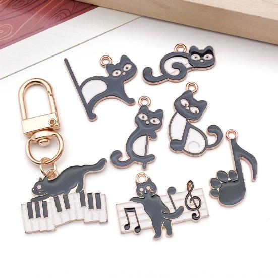 10 ks Roztomilá kočičí přívěsky na šperky Smaltované zvířecí přívěsky Černá koťátka Přívěsky na náramky pro DIY výrobu šperků Náhrdelníky Náušnice Klíčenky